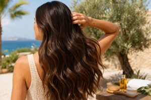 בחורה מביטה אל נוף הים